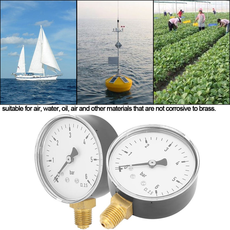 Vacuum Pressure Gauge, 1/4 Inch NPT Pneumatic Hydraulic Pressure Gauge Meter, High Precision Mini Pressure Gauge for Air Compressor Water Oil Gas