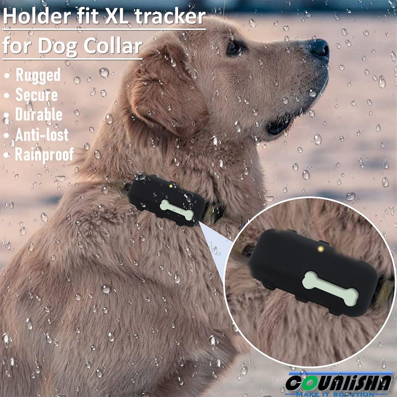 2 pack Silicone holder compatible for Tractive XL GPS Tracker,durable accessories Cover Finder Anti-Scratch,Secure Sturdy case with strap for dog Pet Collar (Black,green) black,green