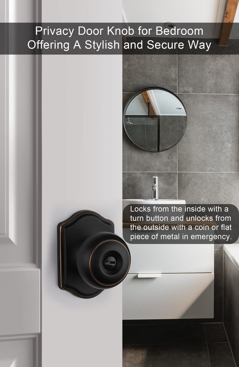 Goldenwarm Oil Rubbed Bronze Door Knobs Interior, Bedroom Door Knob & Bathroom Classic, Bronze Interior Door Knobs 1 Pack Privacy