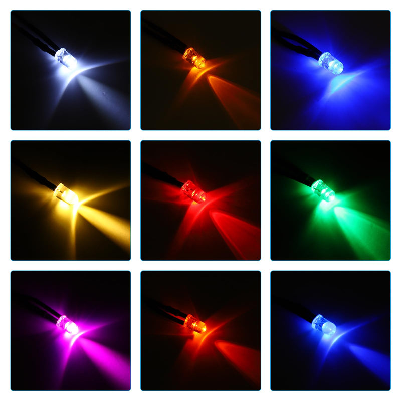 PATIKIL 3 mm LED Diode Light, Pack of 24, 3-6 V DC Pre-Wired Mini LED Lights, Light Emitting Lamp for RC DIY Display Lighting, Warm White Light | Mini LED Light Bulb for RC DIY Indicator Lights 3mm