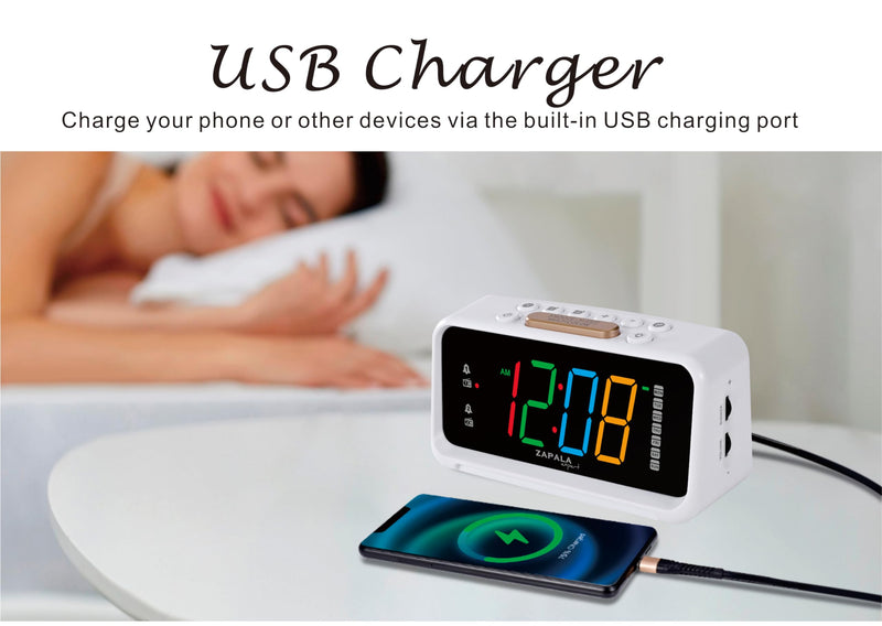 Alarm Clock Radio, 2 Alarms Jumbo LED Display Plug in Digital FM Clock Radio with USB Charging Port, Days Display, Adjustable Volume & Dimmer, Nightlight, Snooze for Deep Sleepers kids