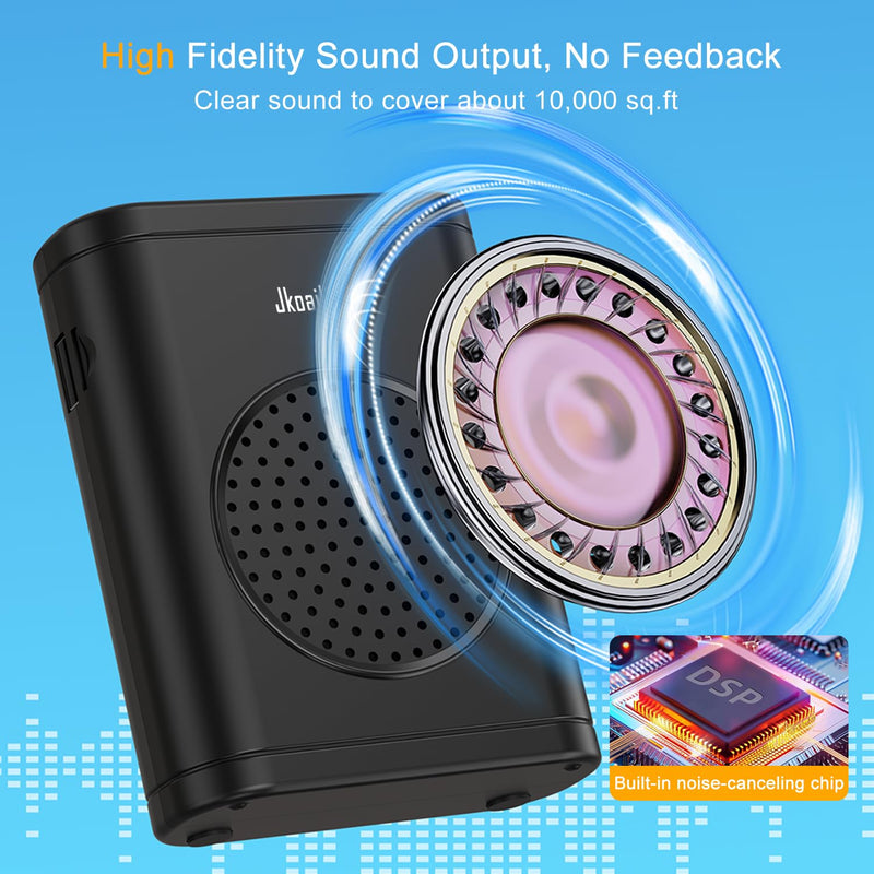 Voice Amplifier Wireless Microphone, Portable Teacher Microphone for Classroom with Bluetooth, Portable Speaker PA System Wireless Lapel Mic for Elderly/Yoga/Meetings/Speeches/Tours Guide