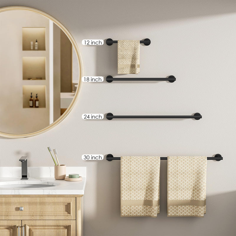 FORIOUS Towel Bar for Bathroom Wall Mounted, 304 Stainless Steel Towel Racks Includes Wall Mounting Hardware, Suitable for Bathroom, RV (Matte Black, 9 Inch) Matte Black 11 Inch Single Bar