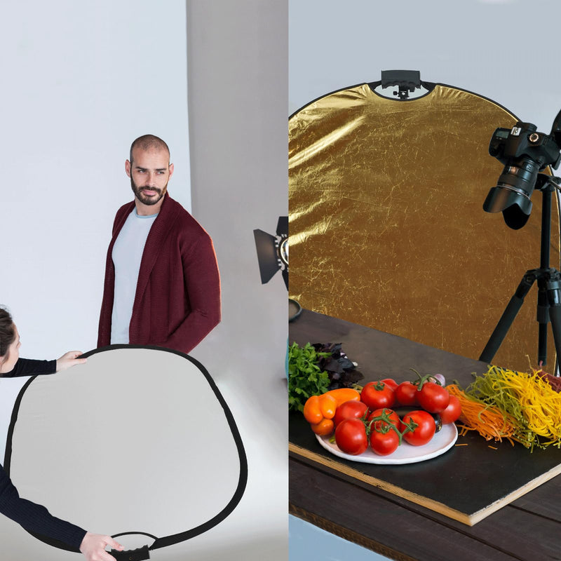 WELLMAKING 24'' x 36'' (60 x 90cm) Photography Reflector 5-in-1 Collapsible Light Reflector with Bag & tilt Adapter, Portable Light Reflector Photography Panel for Studio Video & Outdoor Lighting 24'' x 36'' (60 x 90cm)