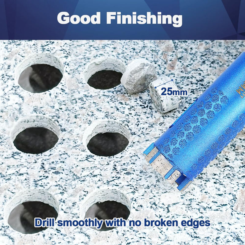 Diamond Core Drill Bit,BRSCHNITT 1 3/8 Inch Laser Welded Diamond Hole Saw for Granite Marble Solid Block Stone Reinforced Concrete,Dry or Wet Drilling Triangle Shank(35mm) 1 3/8"(35mm）Triangle Shank