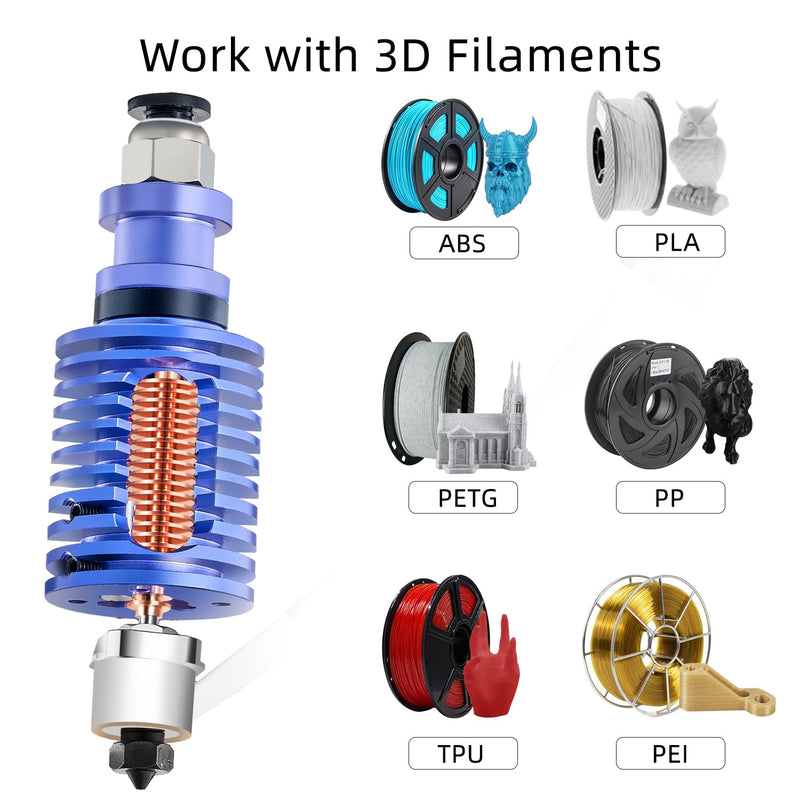 i3 Mega All-Metal Hotend Ceramic: 12V 50W Ceramic Heating Core Compatible for Anycubic i3 Mega/S/X/Pro V5 J-Head Hot end Upgrade set D