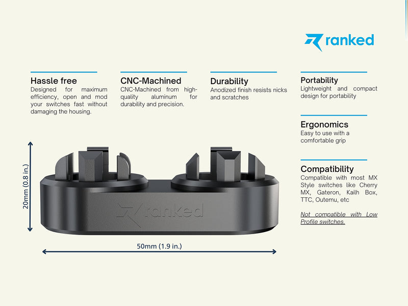Ranked Premium Switch Opener for DIY Custom Mechanical Keyboard | CNC Machined Aluminium (Black) CNC-Machined Black