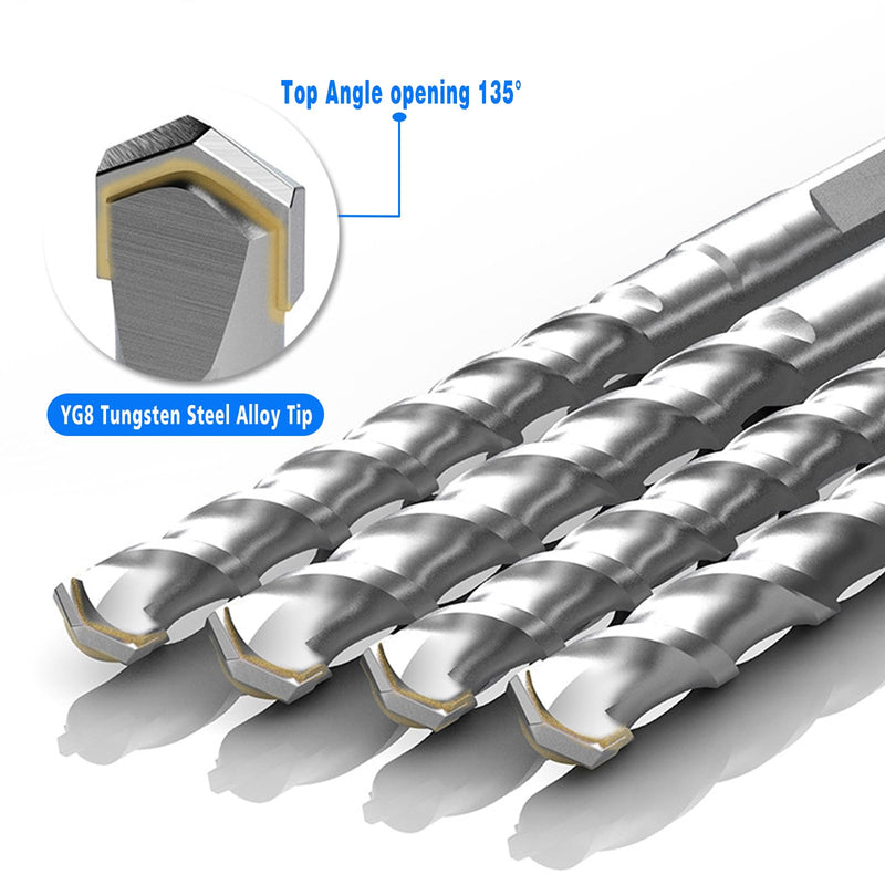 2-Pack SDS Plus Masonry Drill Bits 3/4 Inch x 18 Inch Long Rotary Hammer Drill Bits Carbide Tipped for Concrete Brick Cement Stone Block. 2 Pcs 3/4" 18"