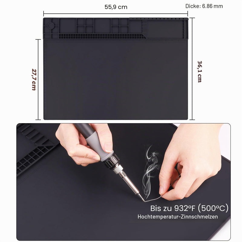 High Quality Heat Resistant 500°C 22"x14.2" Magnetic Silicone Soldering Mat Electronics Work Mat for Computer Phone Laptop Repair BGA Soldering Gun Iron Workbench Protector HP-150