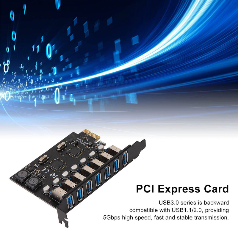PUSOKEI 7 Ports PCI-E to USB 3.0 Expansion Card, 5Gbps High Speed USB3.0 PCI-EX1 X4 X8 X16 Adapter, Internal USB3.0 Hub Converter for Desktop PC, for for XP, for WIN7, for WIN8, for WIN8.1, for WIN10