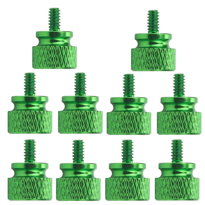 10-pcs Anodized Aluminum Computer Case Thumbscrews (6-32 Thread) for Computer Cover/Power Supply/PCI Slots/Hard Drives DIY Personality Modification & beautification (Green)
