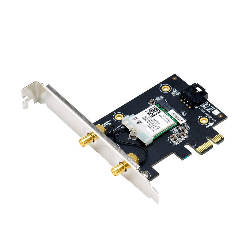 ASUS AX1800 PCIe WiFi Adapter (PCE-AX1800) - WiFi 6, Bluetooth 5.2, Ultra-Low Latency Wireless, 2 External Antenna, Supporting Total Data Rate up to 1800Mbps, WPA3 Network Security, OFDMA and MU-MIMO WiFi 6 AX1800 | BT5.2