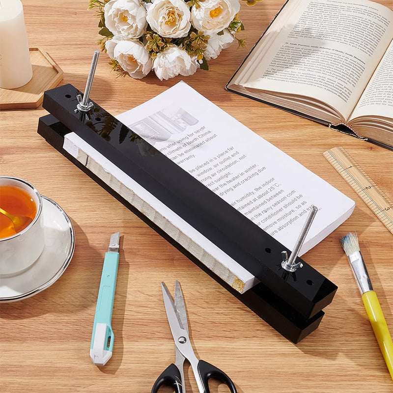 BENECREAT Acrylic Book Binding Press Machine Findings, 15x1.5Inch Black Flat Paper Press Machine Acrylic Form Factor Padding Press for Home, School, Office DIY Bookbinding