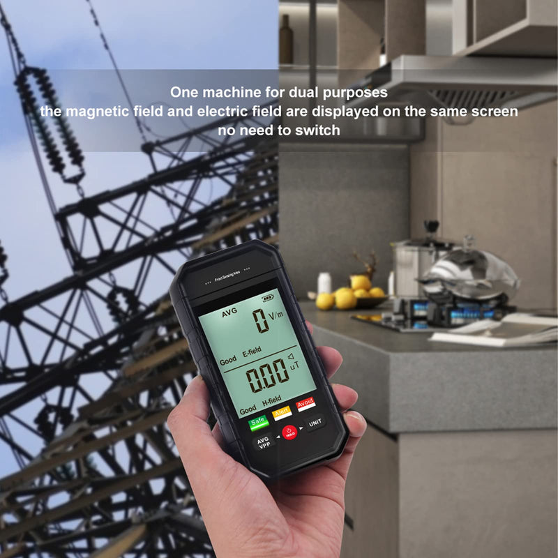 EMF Meter, Electromagnetic Field Radiation Detector with Backlit Digital LCD Display, Automatic Alarm, Portable EMF Tester for Home Office EMF Inspections