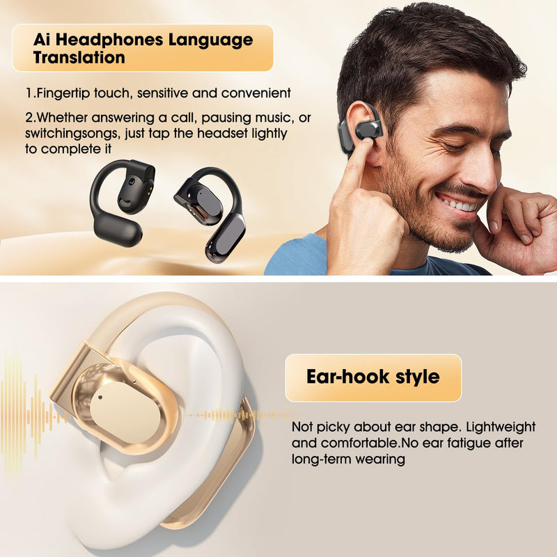 Translation Earbuds, Ai Language Translator Earbuds Real-Time,3-in-1 Language Translation Earbuds,Translator Earphone with 144 Languages for Travel Business Learning (Black) Black
