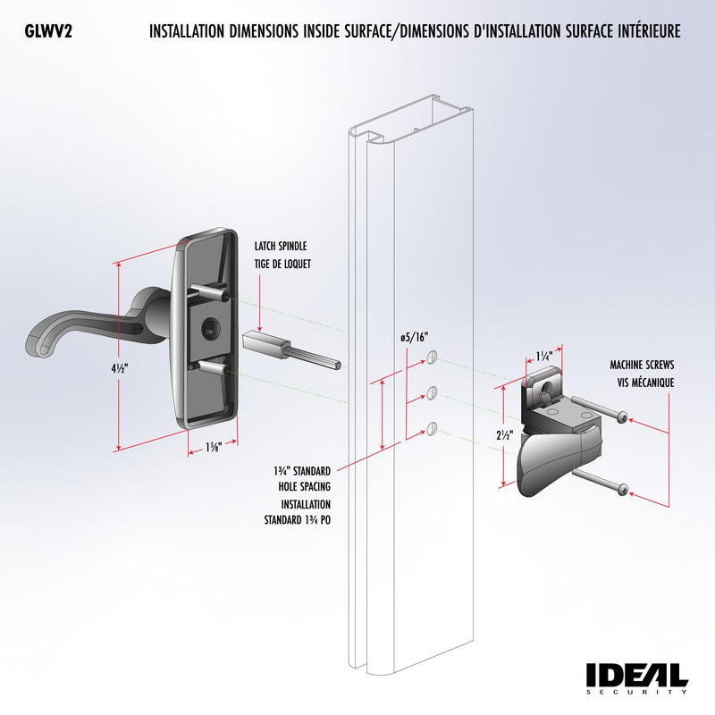 Ideal Security GL Lever Handle Set for Storm Doors and Screen Doors, Storm Door Handle Replacement, Screen Door Handle, Bright Brass