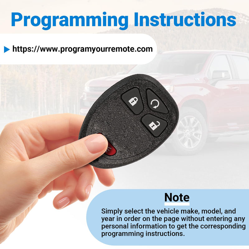 Keyless Entry Remote Car Key Fob Compatible with Chevy Silverado Avalanche Captiva Tahoe Traverse, GMC Sierra Acadia Yukon, 2007-2015 Remote Start Replacement OUC60221, OUC60270 (4-BTN)