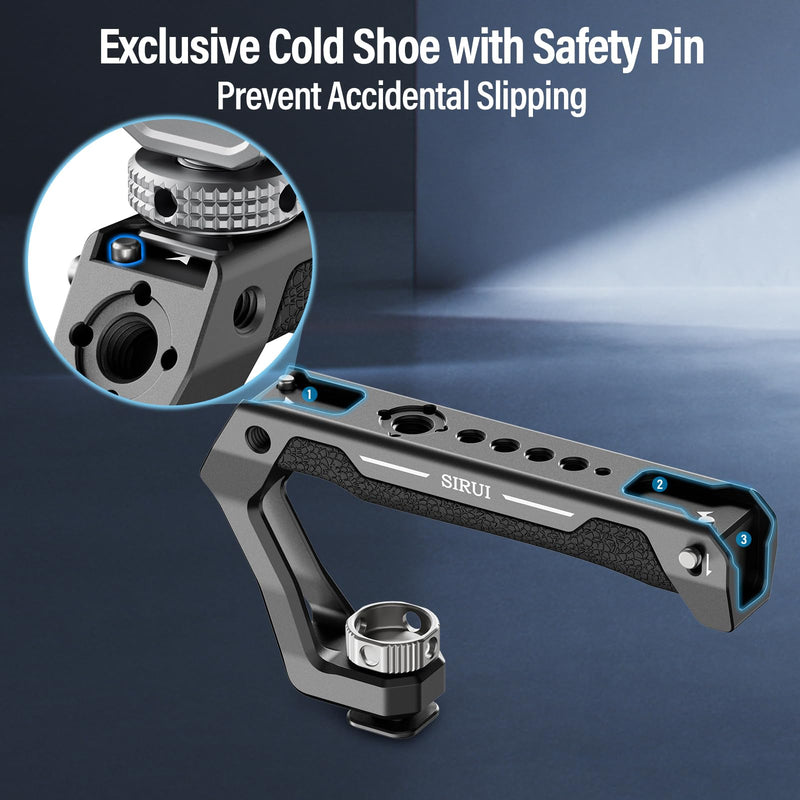 SIRUI Cold Shoe Mount Camera Top Handle, Universal Camera Cage Top Hand Grip with Anti-Off Designed Cold Shoe Adapter, and Multiple Mounting Points, AM-THC