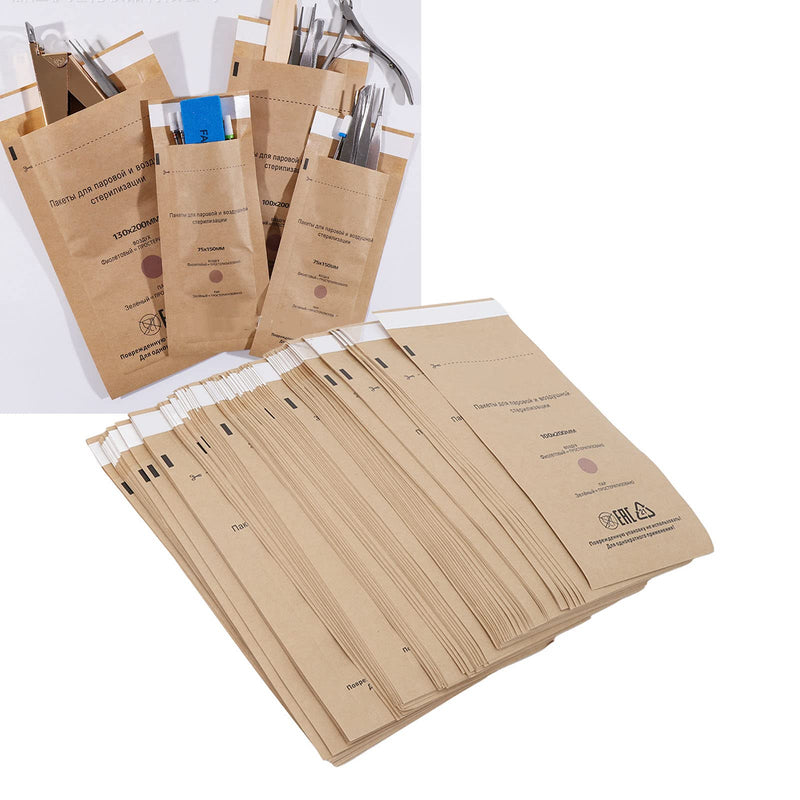 Pack of 100 Sterilisation Bags, Tooth Tool Self-Sealing Bag, Nail Art Cleaning Bag for the Beauty of the Oral Cavity, 100 x 200 mm / 3.9 x 7.9 inches