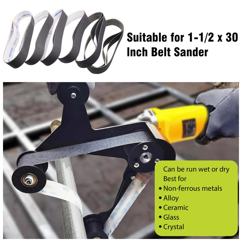 18 Pack 1-1/2 x 30 Inch Silicon Carbide Sanding Belts, 3 Each of 120 240 400 600 800 1000 Grits Sander Belts for Knife Sharpening, Metal & Woodworking, 1.5 x 30 Sanding Belts 1-1/2x30 inch