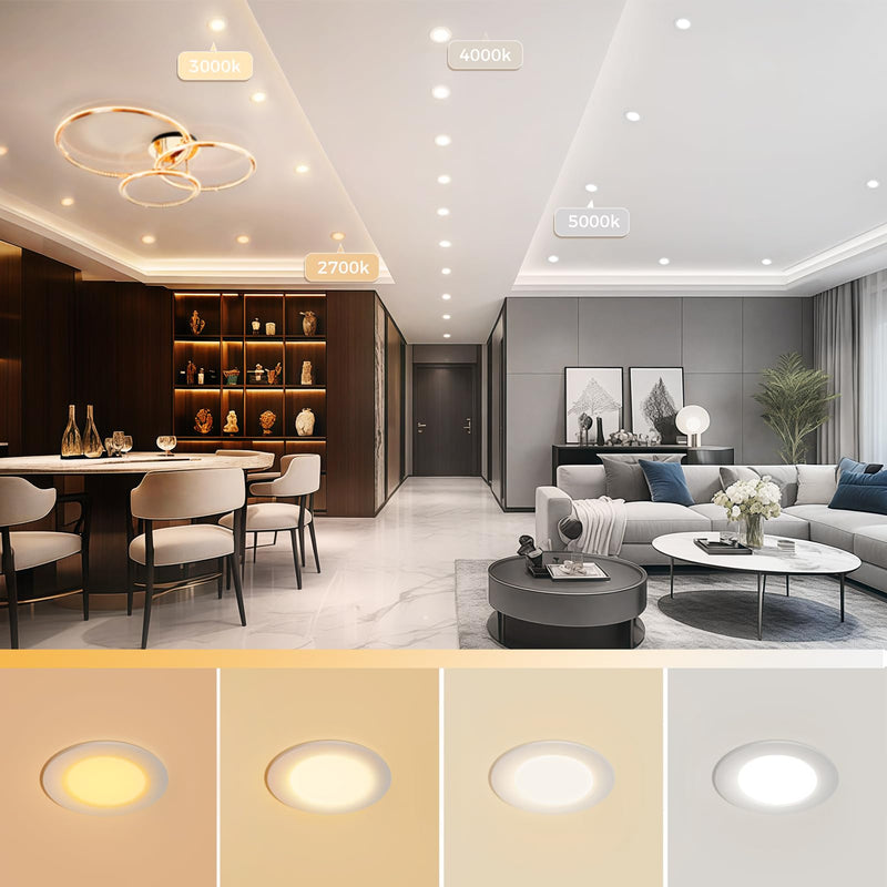2 Inch LED Recessed Lighting, Dimmable Downlight 3W(35W Halogen Equivalent), CRI80, 3000K Warm White LED Ceiling Light with LED Driver(4 Pack) 3000k (Warm White) 4 Pack (White)