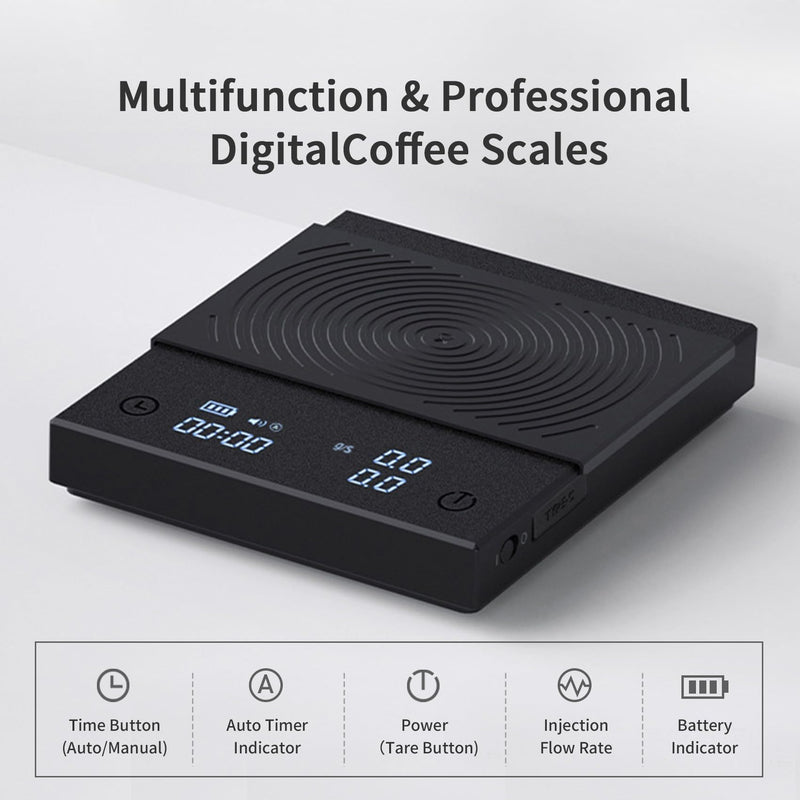 TIMEMORE Coffee Scale Basic 2.0 Electronic Espresso Scale with with Timer,2000 Grams and Water Flow Rate and Timer Function, Free Switching of Ounce/kg Units