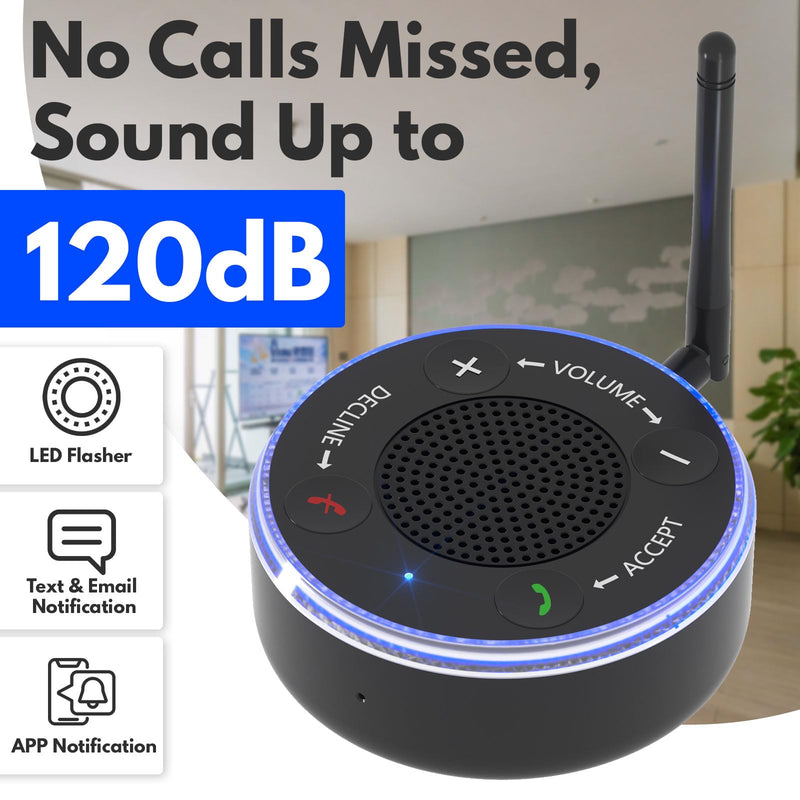 120dB Loud Cell Phone Ringer Amplifier | Red & Blue Flasher for Senior | Hearing Impaired Products | Wireless Speaker Booster for Phone| No Missed Calls