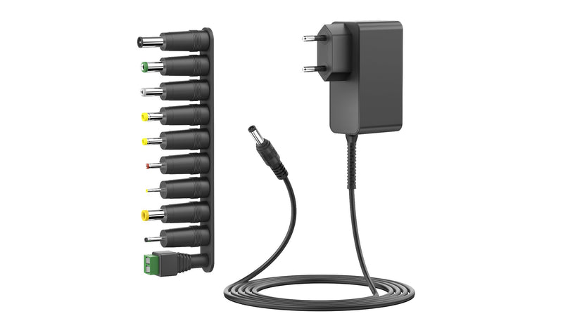 HKY Universal 24V 1.25A 1A 0.8A 0.5A Adapter 24 Volt 30W 24W DC Transformer Charger 1.2A 850mA 800mA 600mA 500mA Power Supply Charging Cable with 10 Converter Plugs