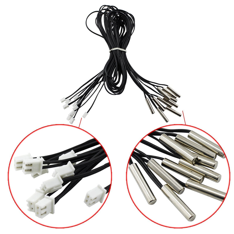 Aussel 5 Pieces NTC 10K 3950 Ohm Waterproof Digital Thermal Temperature Sensor Probe 1M