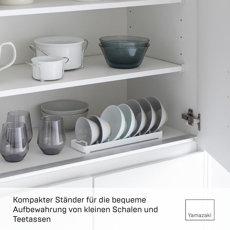 Yamazaki 1371 Tower Bowl Storage S White Steel Minimalist 32 x 8.6 x 2.2 cm (L x W x H) | Steel, with non-slip silicone feet, organizer for shelves and drawers, 8.6 x 32 x 2.2 cm, Japanese design