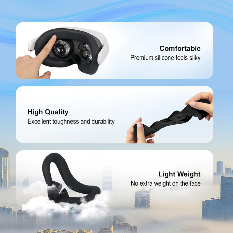 Silicone Face Mask for Meta Quest 3s, Sweat-Proof and Light-Proof Silicone Cover, Comfortable Experience, Enjoy Immersive Virtual Reality