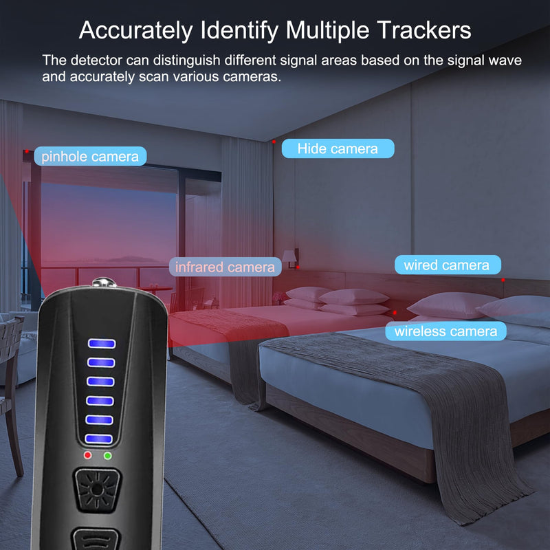 ZHENHAN Hidden Camera Detectors,Anti Spy Detector,Bug Detectors,GPS Tracker Detector,Portable Bug Detector,Hotels,Travel,Home,Office (Black) Black