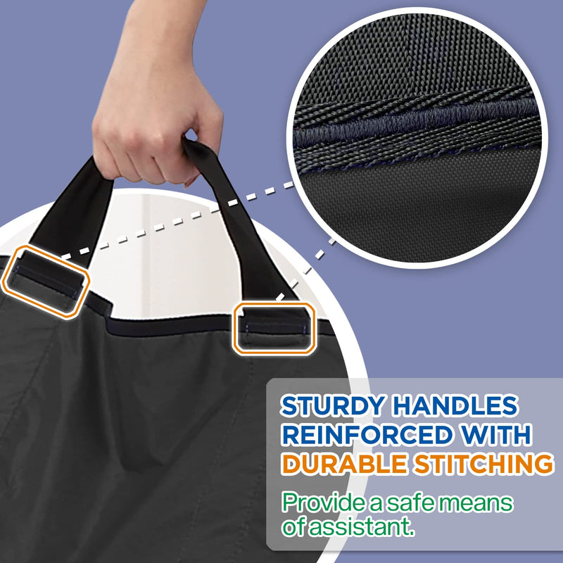 Positioning Bed Pad with Reinforced Handles 48" x 40" Patient Transfer Sheet Aid Assistant for Body Lifting, Turning, Repositioning, for Elderly, Incontinence, Caregiver, Black 48" x 40"