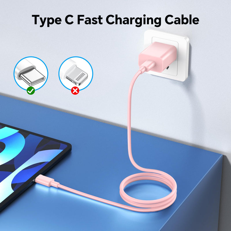 for iPhone USB C Charger Fast Charging, 3Pack 20W USB C Charger Block with 60W USB C to C Cable 6FT, USB C Charger Cord Compatible with iPhone 15 Plus/Pro Max/Pad Pro/Samsung S23/Android ChargerPink… 3pack Pink C-C