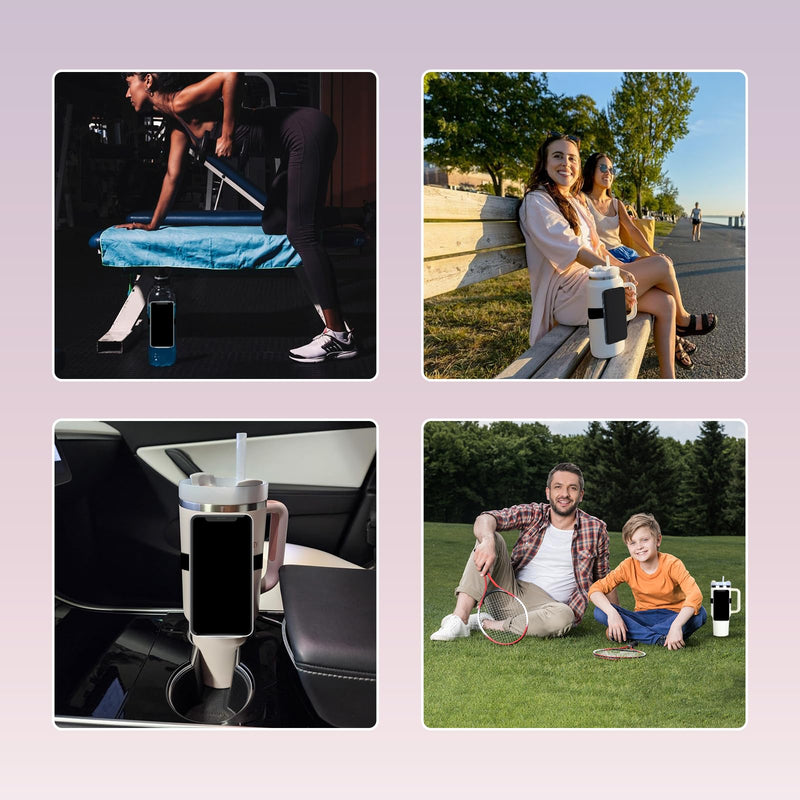 Magnetic Phone Strap for Bottles Stanley Cups, Magnetic Phone Holder with 2pcs Adjustable Straps for Phone Using in Gym, Shopping (Fashion-Pink)