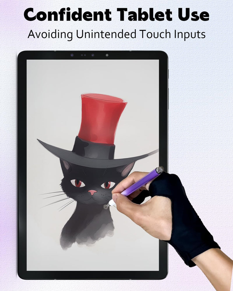 Drawing Glove Right Left Hand, Palm Rejection Digital Art Glove for Tablet iPad with Two Finger [2 Pack] Medium