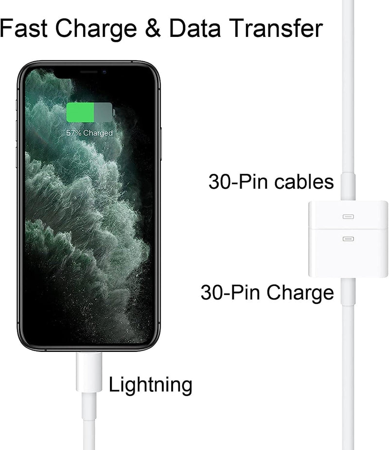 Lightning to 30-Pin Adapter, iPhone Charging Data Sync Connector Cable 8-Pin Male to 30-Pin Female Output Adapter Compatible iPhone 14/13/12/11/X/8/7/6/5/4S/4/3/3G/iPad/iPod(0.2 m)