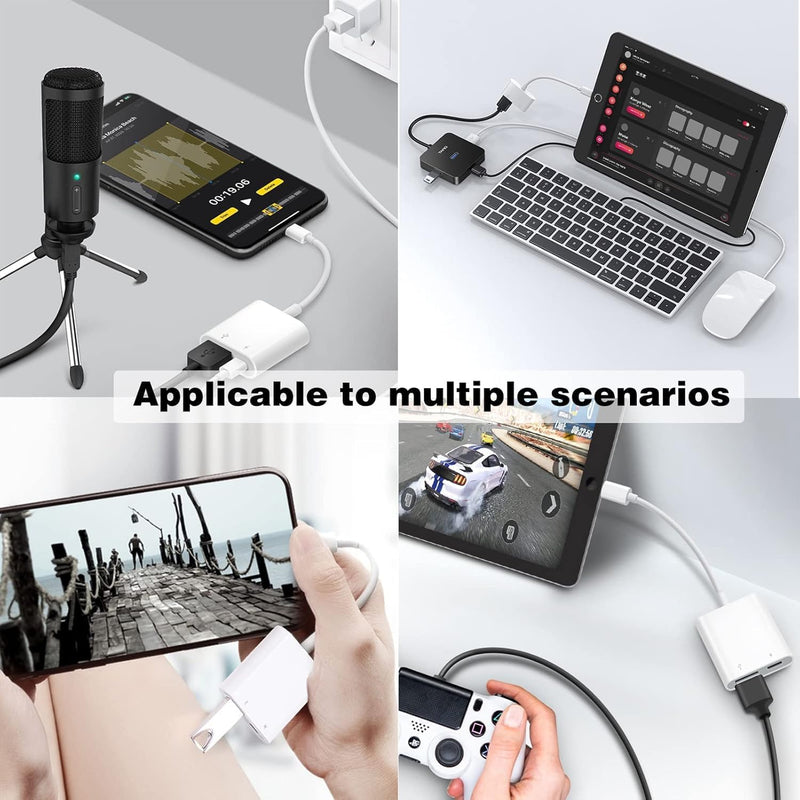 [Apple MFi Certified] Lightning to USB Camera Adapter with Charging Port for iPhone, USB3 Female OTG Adapter Compatible with iPhone/iPad Card, Readers, USB Flash Drives, Keyboards, Mice 1 White
