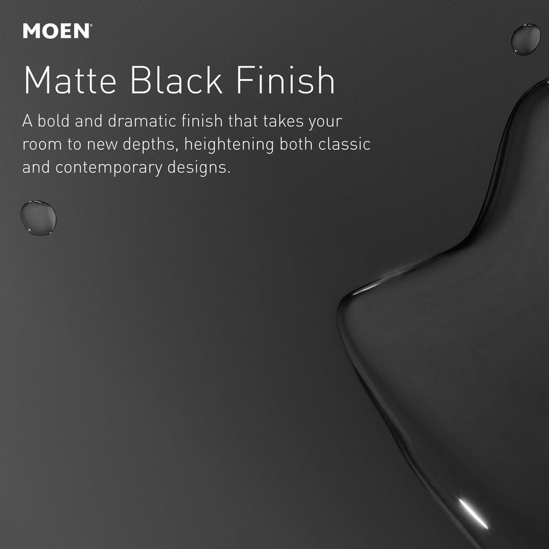 Moen YB0409BL Single Post Modern Toilet Paper Holder, Matte Black | Single post design, pivoting mount flexibility, matte black finish, quick roll change, easy wall mount install Single Post TP Holder