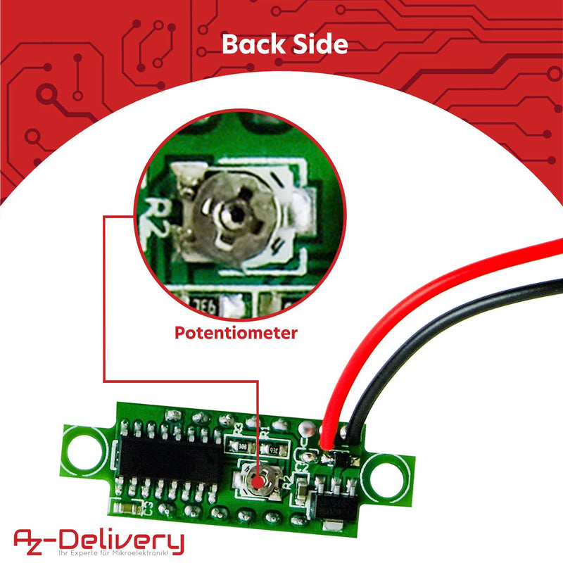 AZDelivery 5 x 0.28 inch mini digital voltmeter with 7-segment LED display 2.5V - 30V, voltage display, voltage measuring module including e-book!