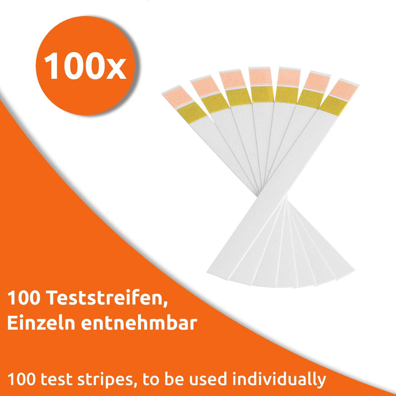 ECENCE pH test strips 100 pieces, litmus test paper, measuring range 4.5-9, indicator universal paper, acid test for aquariums, drinking water 100x PH 4.5-9