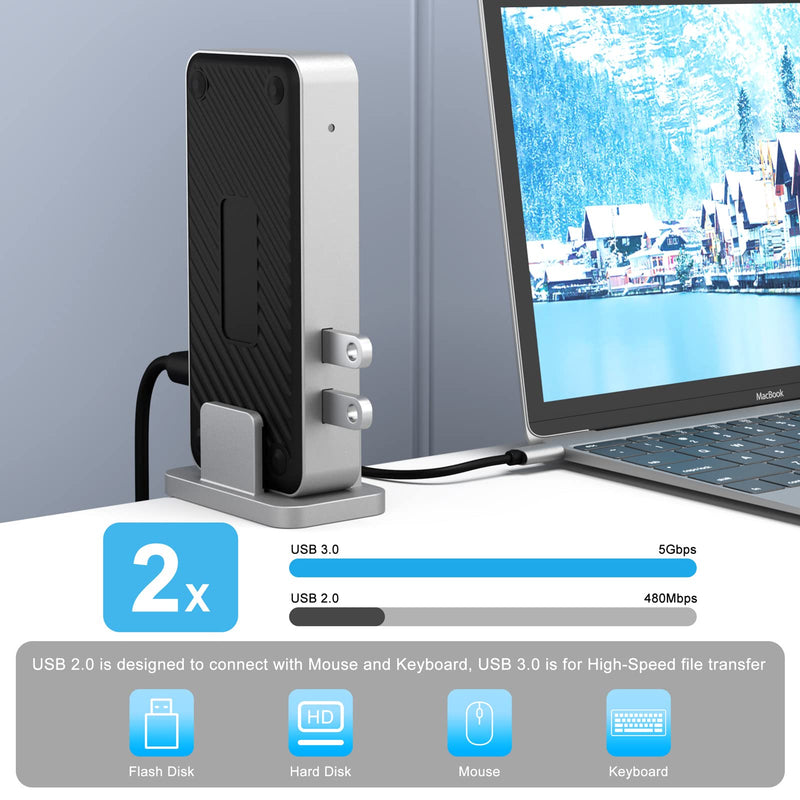 BENFEI Universal Docking Station Dual Monitor HDMI VGA Compatible With Mac Windows, USB 3.0 or USB-C Input (Dual Display, Gigabit Ethernet, 4 Ports)