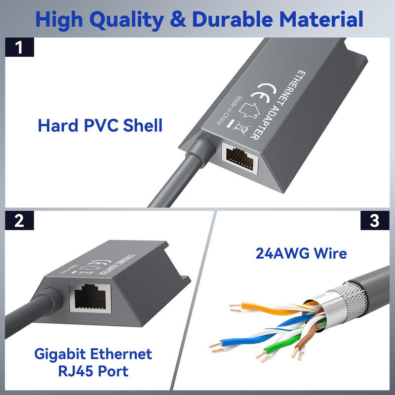 ELUTENG Starlink Ethernet Adapter V2, Up to 1Gbps Starlink to RJ45 Gigabit Ethernet Adapter for Wired External Network, Fast & Stable Network Connection for Starlink Actuated Gen 2, Gray