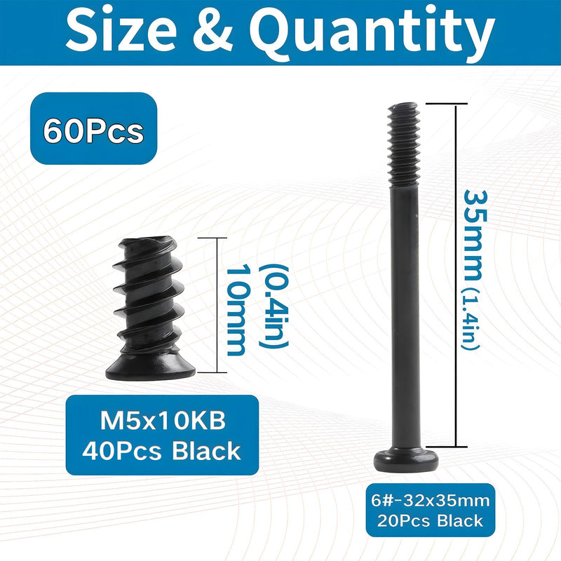 60Pcs Black PC Computer Case Cooling Fan Mount Screws UNC 6-32x35mm Fan Long Screw and PC Case Fan Screws M5x10mm Radiator Water Cooling Screw for Computer Case Fan Mount #6-32*35