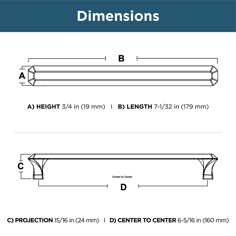 Franklin Brass (5-Pack) – Champagne Bronze Cabinet Handles, 6-5/16 Inch Hole Center, Classic Pulls for Drawers, Kitchen Cabinet Door, Dressers | Napier 6-5/16" (160mm) 5