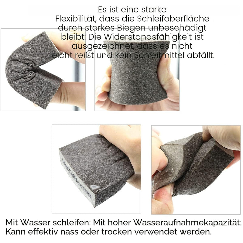 Pack of 6 Sanding Sponges, 6 Different Sanding Sponge Wood, Washable and Reusable, Sanding Block Emery Paper Set Suitable for Polishing Various Materials 6 Mix Grit
