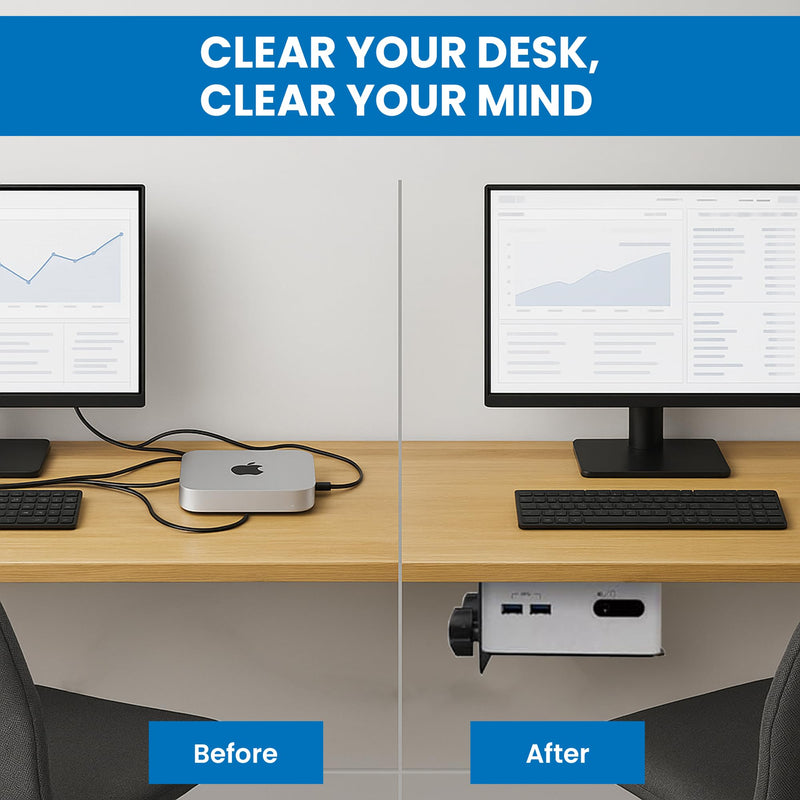Mount-It! Adjustable Thin Client Mini PC Mount – Under Desk, Wall, Pole, or VESA Monitor Stand – Fits Mac mini, Small CPUs, Thin Clients, Docking Stations – Holds 11 lbs