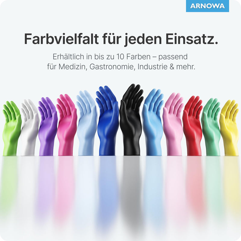 ARNOMED Disposable Gloves, Pack of 100 Black L Nitrile Gloves, Powder-Free and Latex-Free Disposable Gloves, Gloves Available in Size XS, S, M, L, XL and XXL | Disposable gloves, nitrile gloves, powder-free, rubber gloves, protective gloves, nitrile gl...
