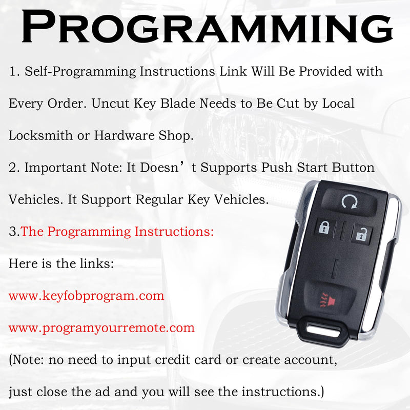 Key Fob Remote Replacement Fits for Chevy Silverado GMC Sierra 1500 2500 3500 2014 2015 2016 2017 2018 2019 2020 GMC Canyon Chevrolet Colorado 2015-2021 Keyless Entry Remote Start M3N-32337100