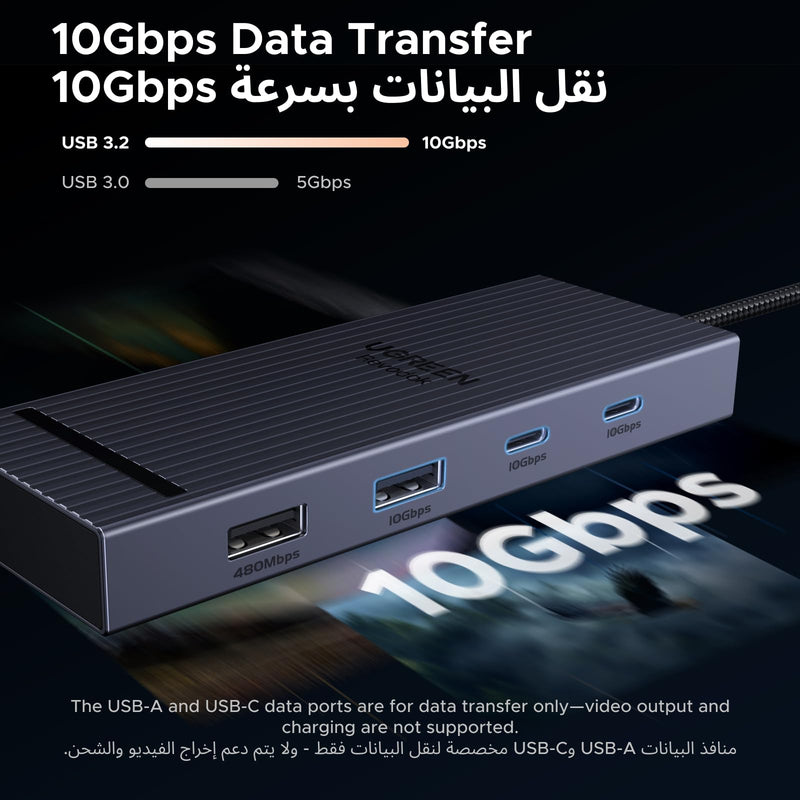 UGREEN Revodok Pro USB C Hub for Laptop 8 in 1 MacBook Docking Station 4K 60Hz HDMI, 100W PD Charging, USB-C & USB-A 10Gbps Data Ports, SD/TF Card Reader for MacBook Pro/Air, iPad Pro, XPS, Thinkpad